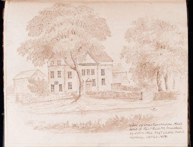 Line Drawing of Crackenthorpe Hall 1858